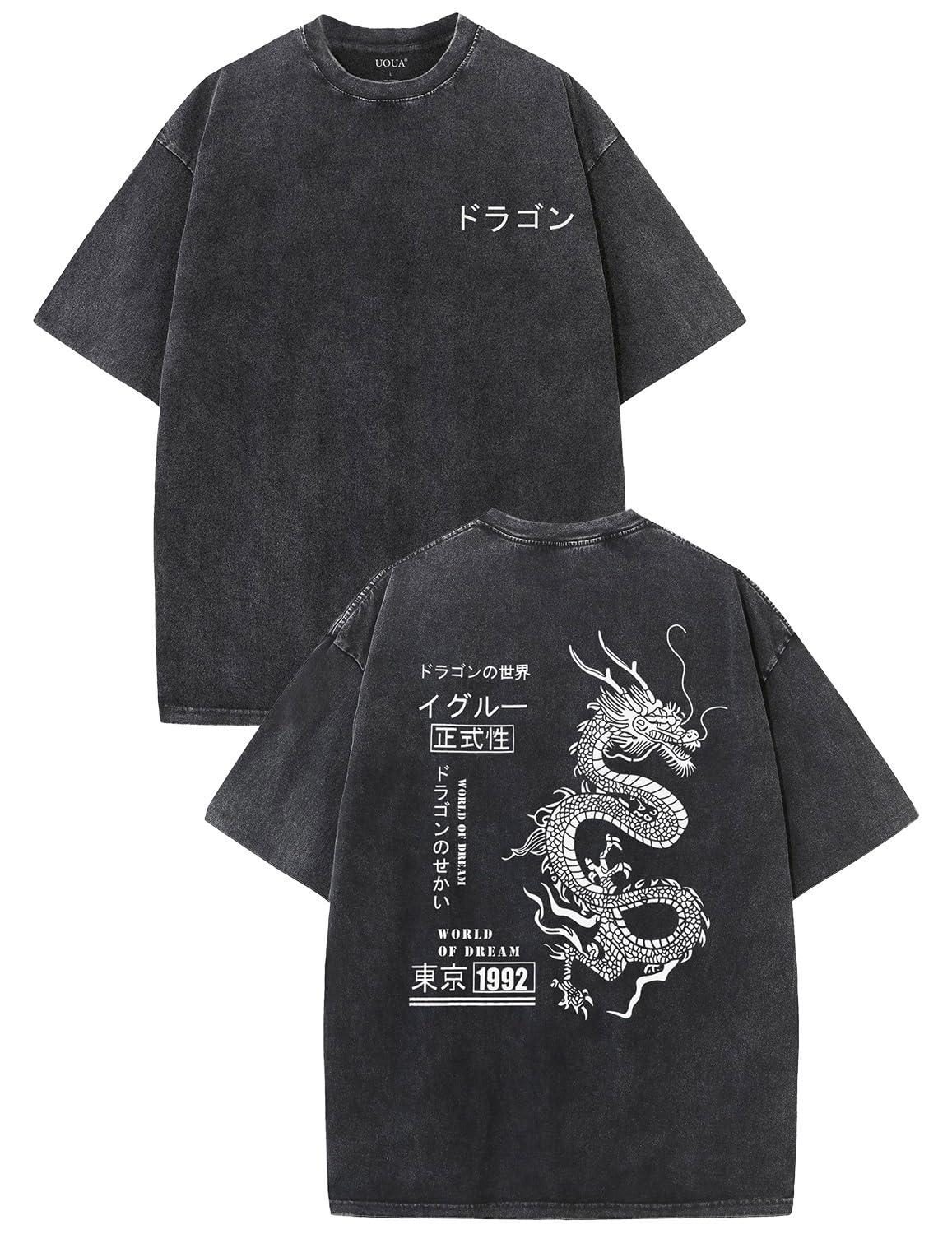 UOUA Mens Graphic Tees Vintage Oversized T-Shirts Casual Acid Wash Cotton Streetwear (S-2XL)