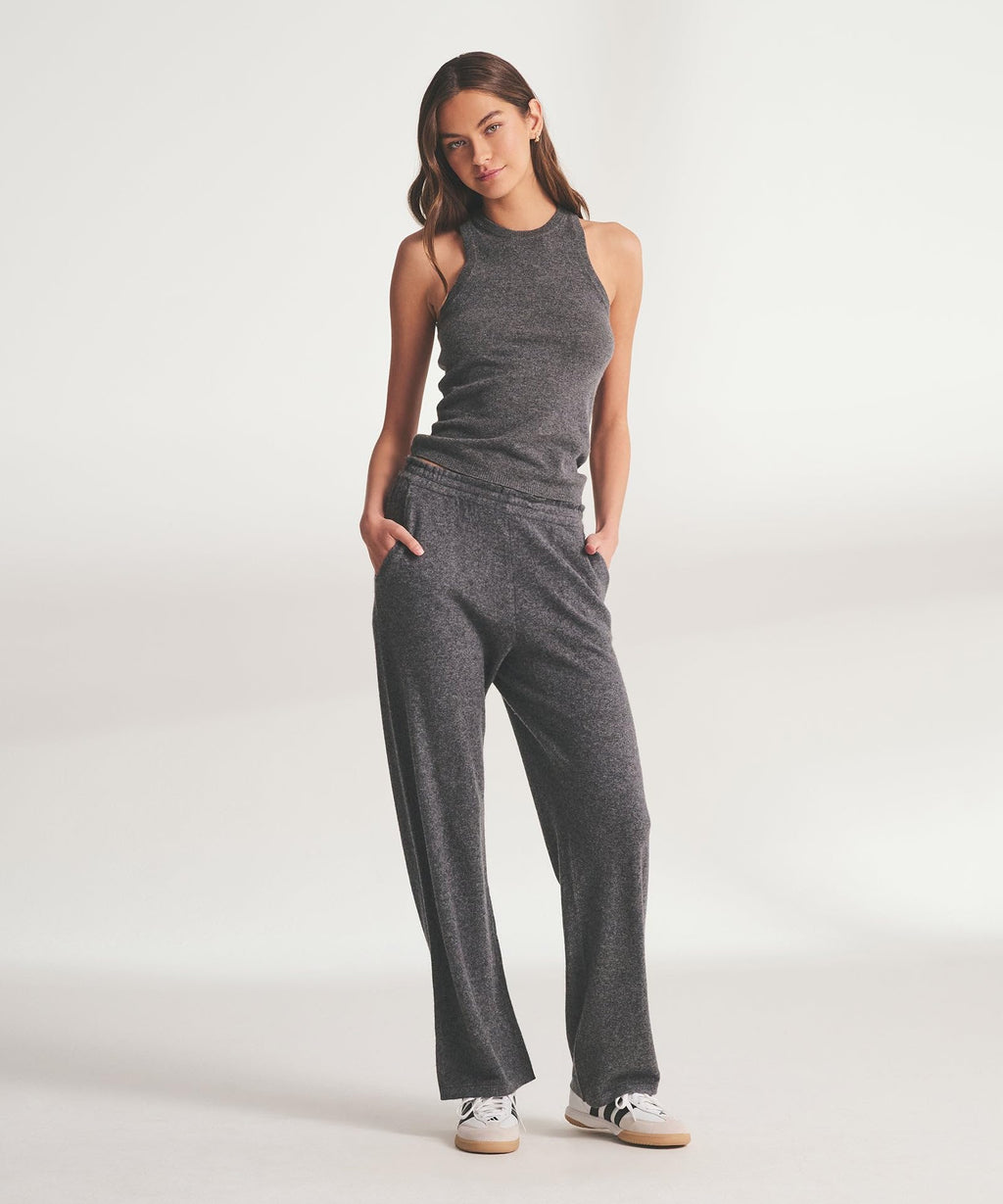 NAADAM, Womens, Signature Cashmere Paperbag Wide Leg Pants, Granite, M