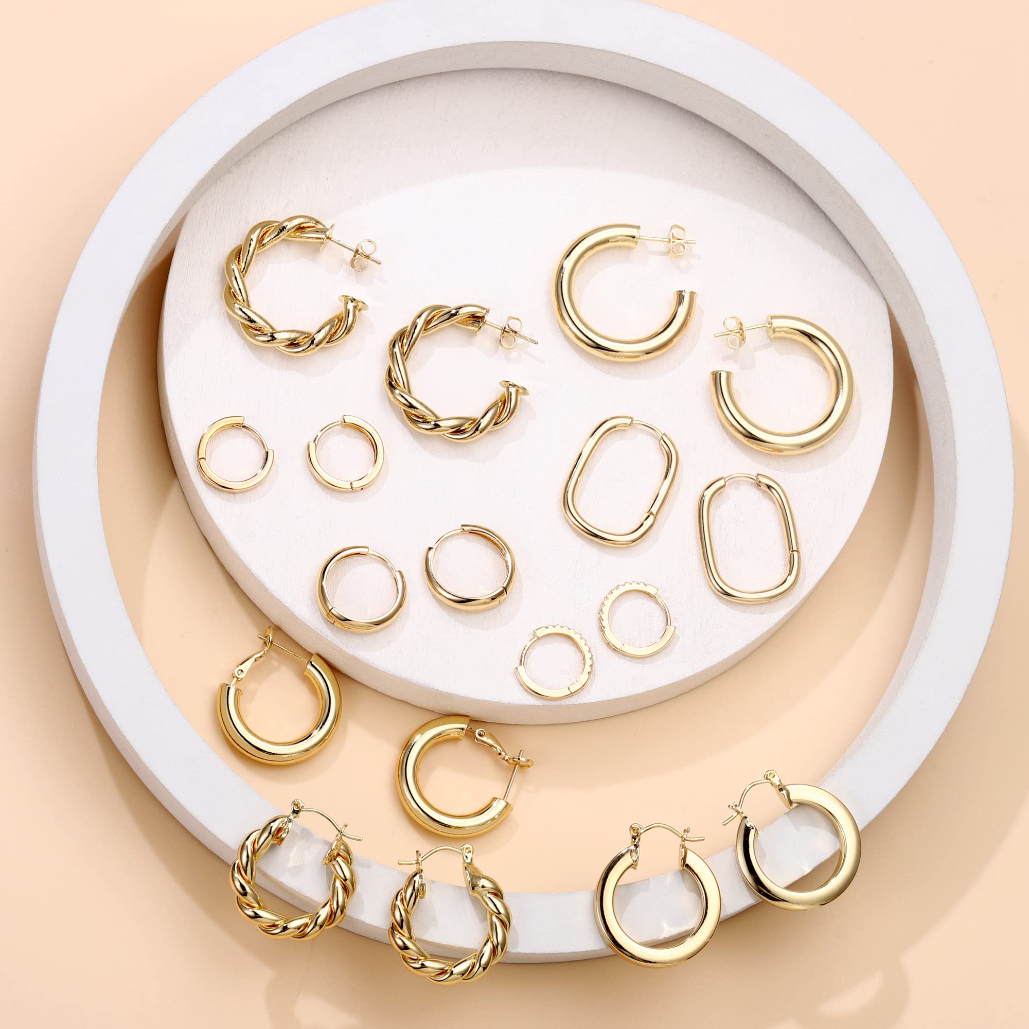Yesteel 14K-Gold-Plated Hoop Earrings, 14k-Gold-Plated Small Hoop Earrings for Women Trendy Hypoallergenic Womens Hoops Huggie Earring, Jewelry Gifts for Women Her