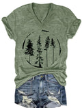 Funny Graphic V Neck Women Skinny Pine Tree Shirt Summer Hiking Camping Athletic Tees Nature Casual Comfy Clothes (Green2, XL)