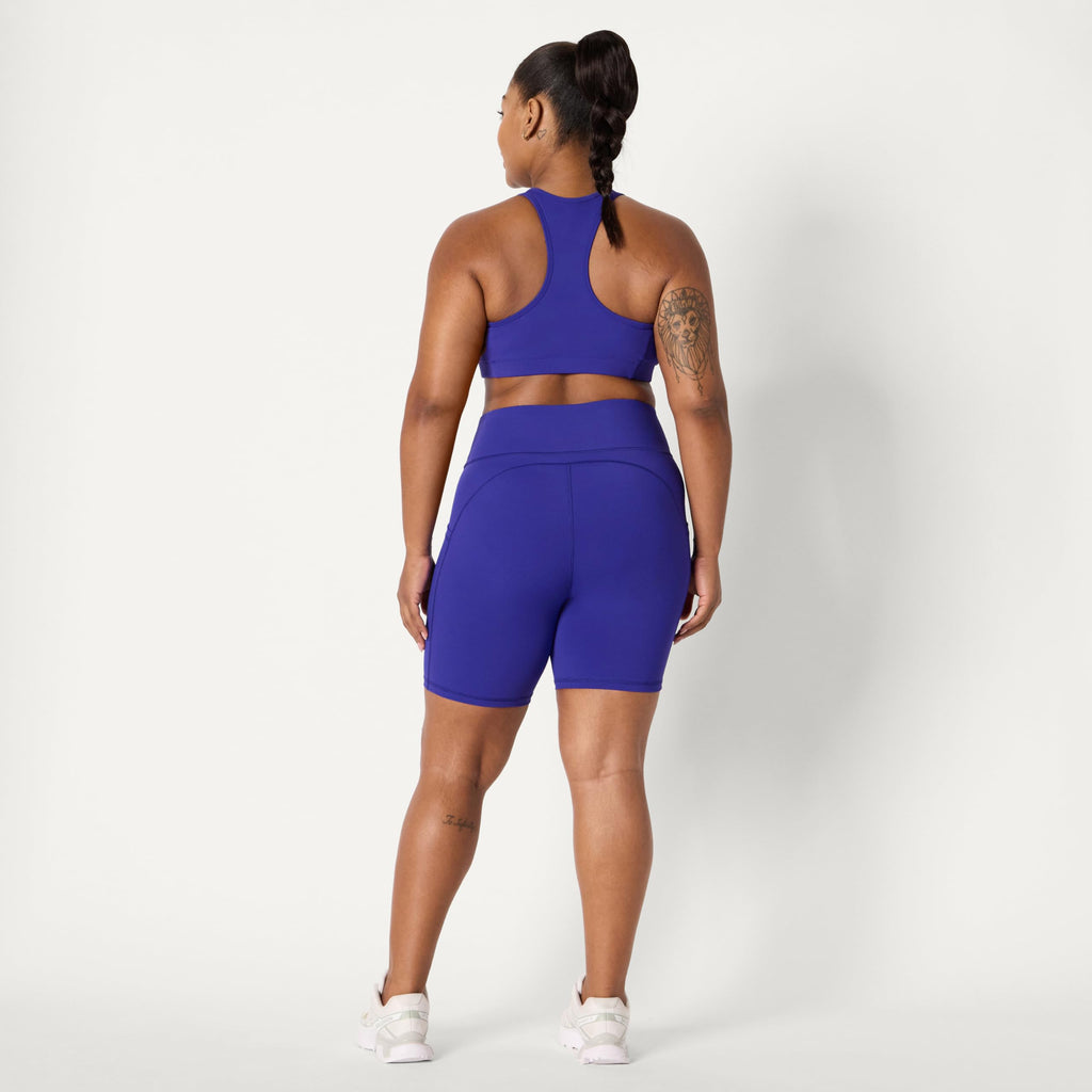 Amazon Essentials Women's Active Total Train High Waist 7" Gym Workout Biker Shorts with Pockets, Royal Blue, X-Small