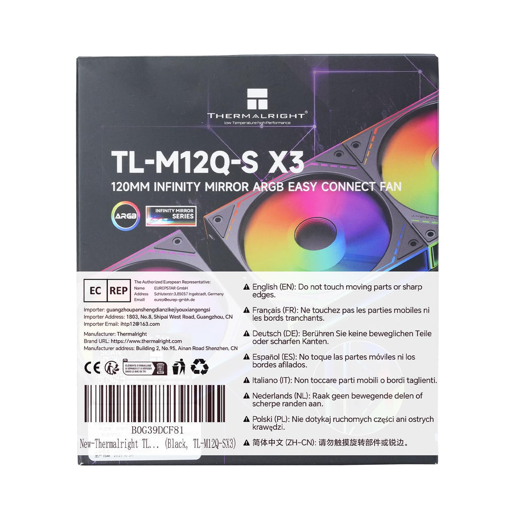 Thermalright TL-M12Q-S X3 120mm PC Case Fans, 2000RPM High Airflow, ARGB Daisy-Chain, Infinity-Mirror Lighting, 3-Pack