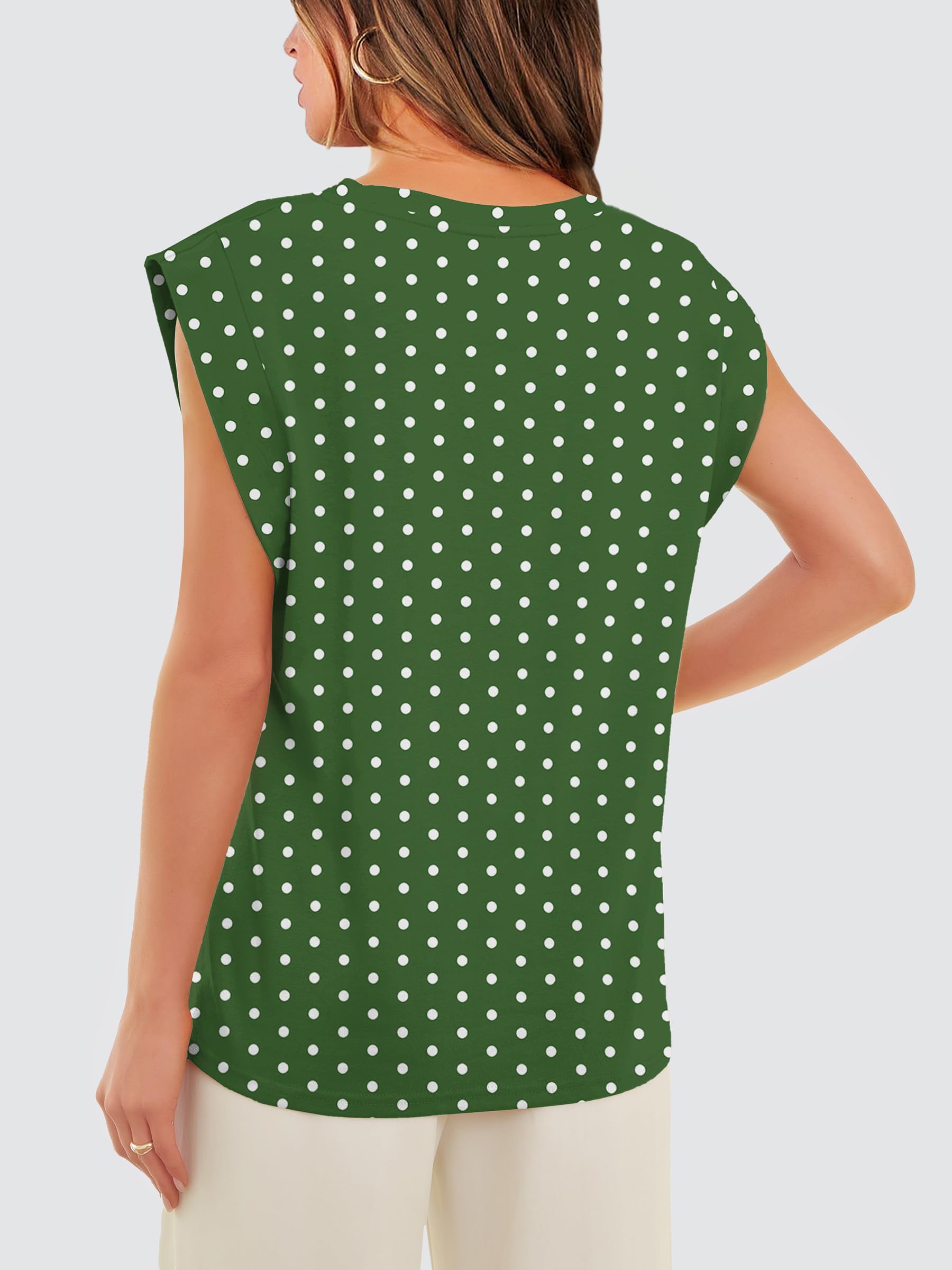 Womens Summer Tops Trendy 2026 Spring Clothes Business Casual Summer Outfits Beach Vacation Clothes Work Teacher Cap Sleeve T Shirts Basic Tee Fashion Clothing Floral Print Green Polka Dots S