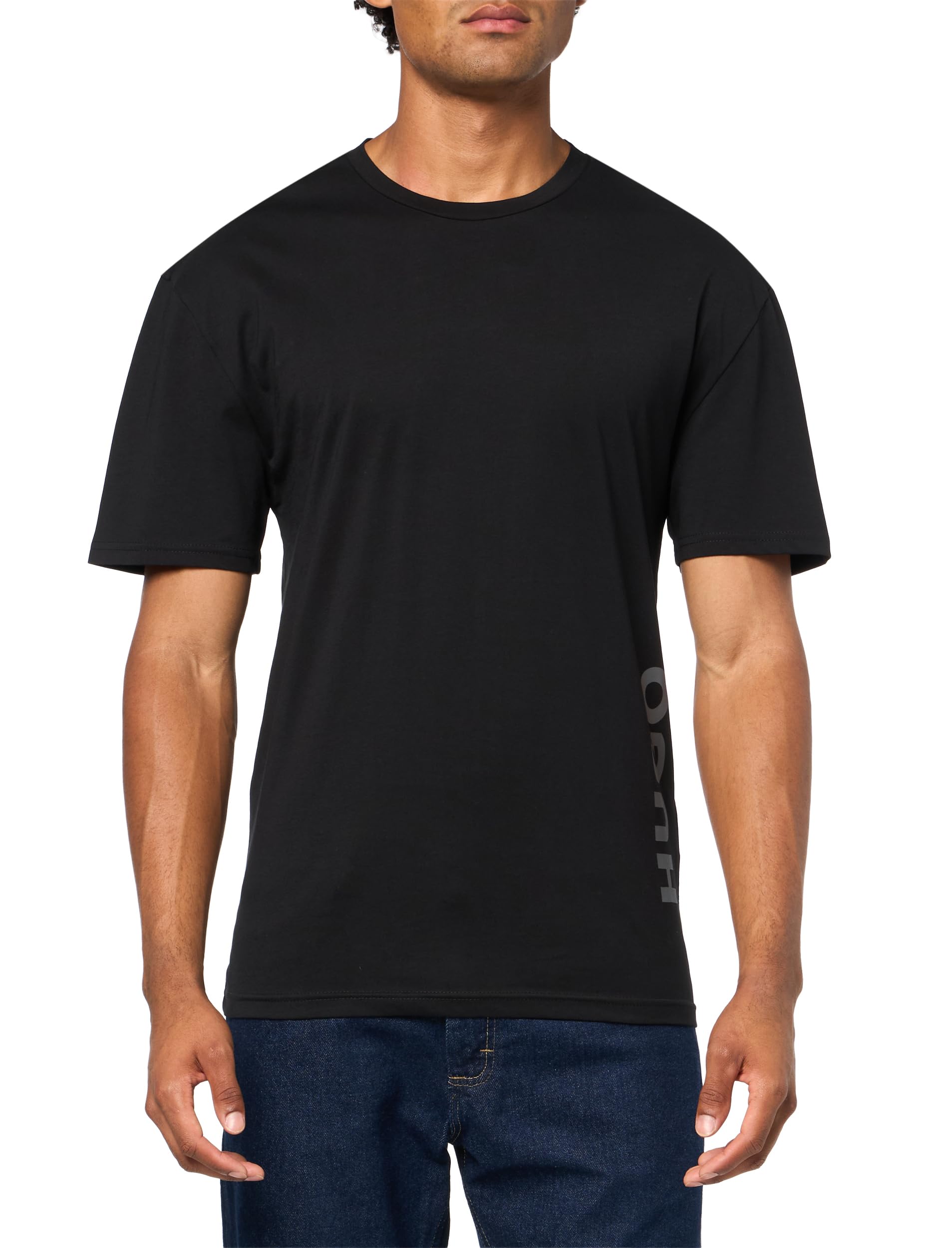 HUGO, Vertical Logo Cotton Short-Sleeve T-Shirt, Black Magnolia, S