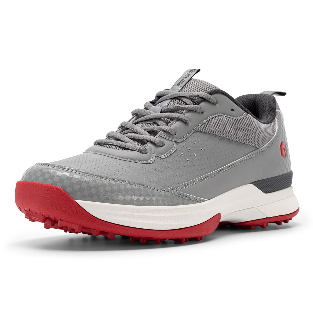 FitVille Wide Golf Shoes Men Professional Outdoor Water Resistant Golf Shoes for Course with Non-Removable Spikes(Dark Grey, 13 Wide)