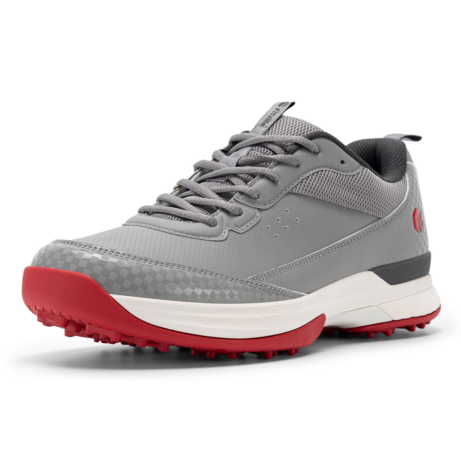 FitVille Wide Golf Shoes Men Professional Outdoor Water Resistant Golf Shoes for Course with Non-Removable Spikes(Dark Grey, 13 Wide)