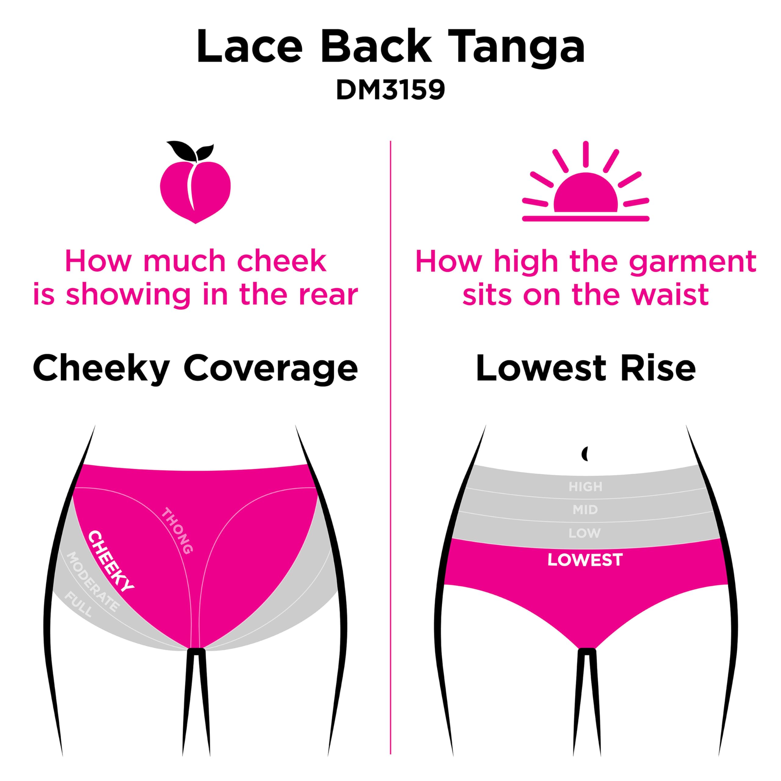 Maidenform Womens Tanga Panty Pack, Lace Back Underwear, Cheeky Panties For Bikini Style, Black Navy Blossom/Evening Blush/White, Small US