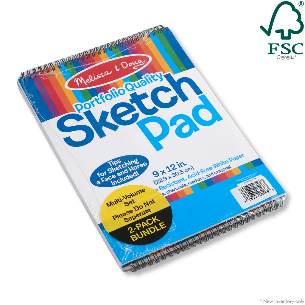 Melissa & Doug Drawing Paper, Sketch Pad, 2-Pack Bundle for Coloring, Writing or Painting (9 x 12 inches) - 50 Sheets Each, Kids Drawing Pad & Art Supplies for Kids Ages 3+ - FSC Certified