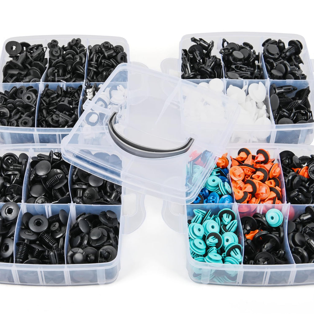 GOOACC 1045Pcs Car Push Retainer Clips & Auto Fasteners Assortment -30 Most Popular Sizes Nylon Bumper Fender Rivets with Fasteners Remover an 10 Cable Ties for Toyota GM Ford Honda Chevy