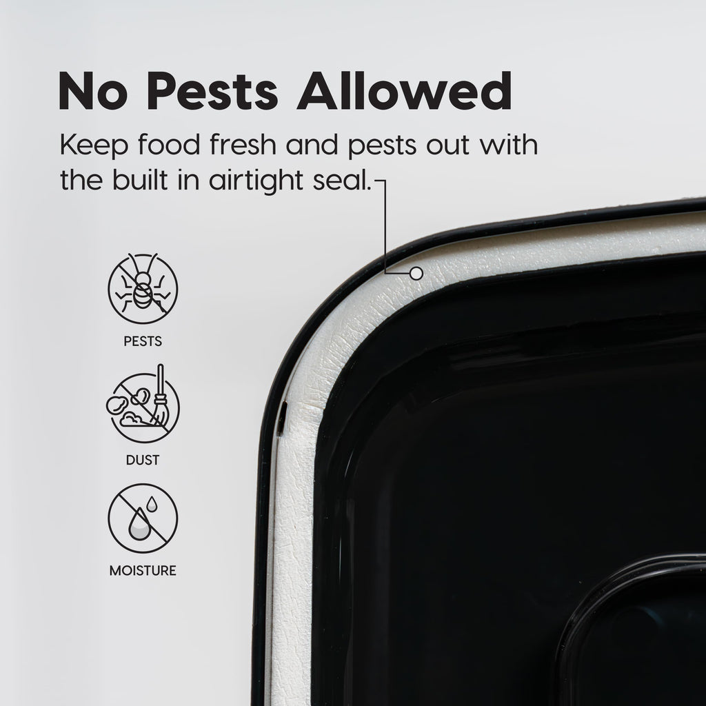 IRIS USA Airtight Dog Food Storage Container, WeatherPro, Up to 40 lbs, Removable Wheels, for Dog Cat Bird and Other Pet Food Storage Bin, Keep Fresh, Translucent Body, Made in USA, Smoke/Black