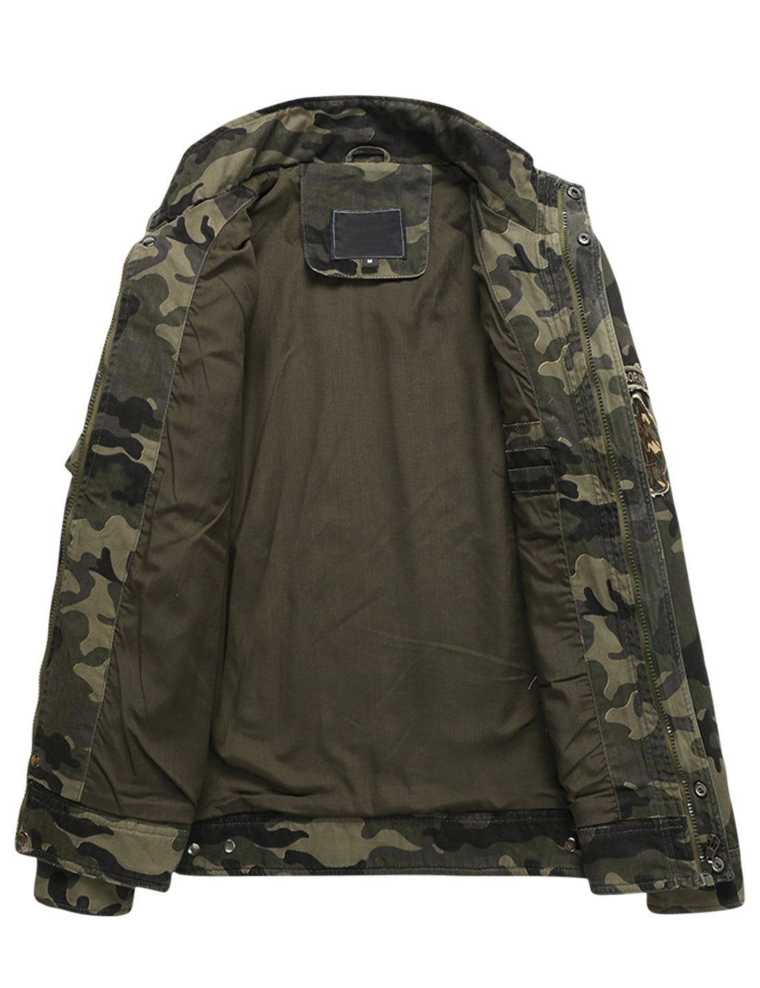 Springrain Men's Casual Military Jackets Camouflage Cotton Army Jacket Outwear(ArmyGreen, L)