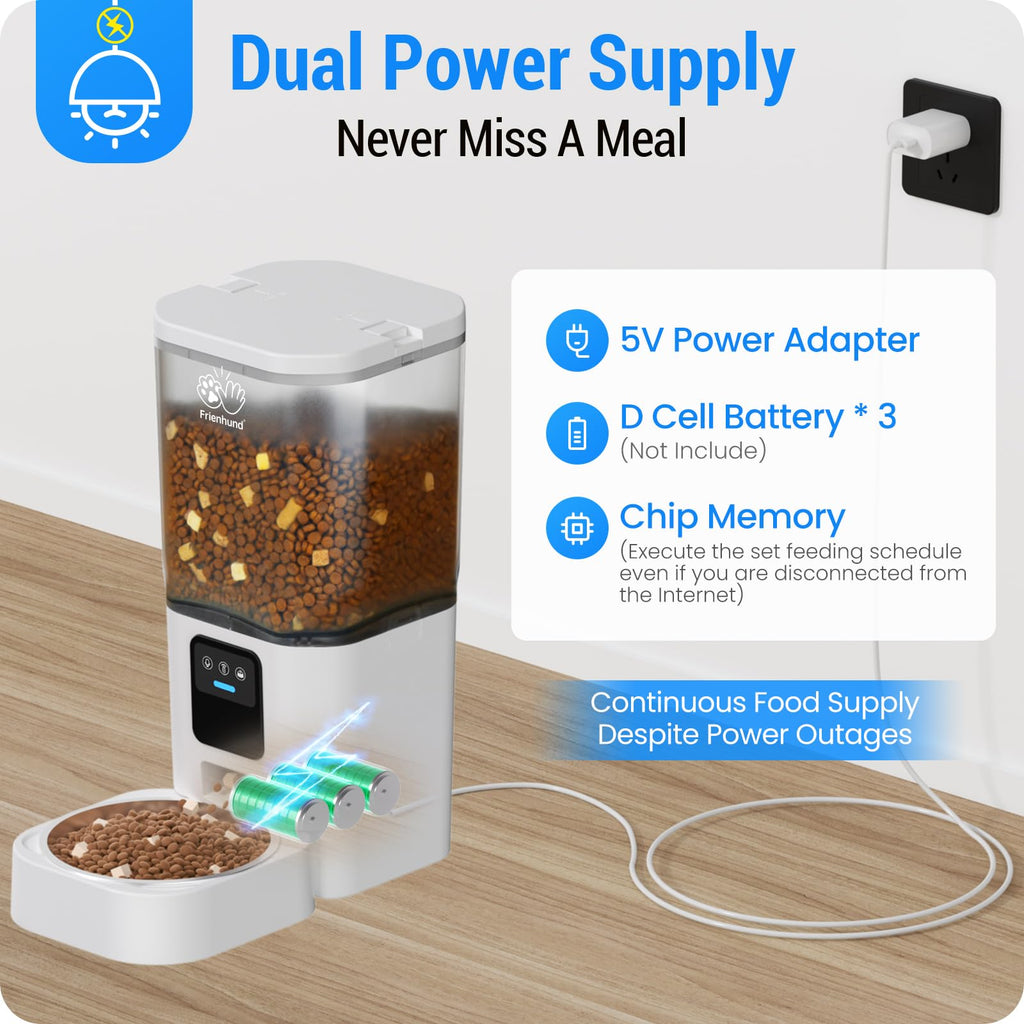 Frienhund Automatic Cat Feeder with 2K Camera: 5G WiFi Automatic Dog Feeder with Night Vision,Cat Food Dispenser with 7L Large Food Storage Container for Multiple Pet,Detachable for Easy Clean -29 Cup