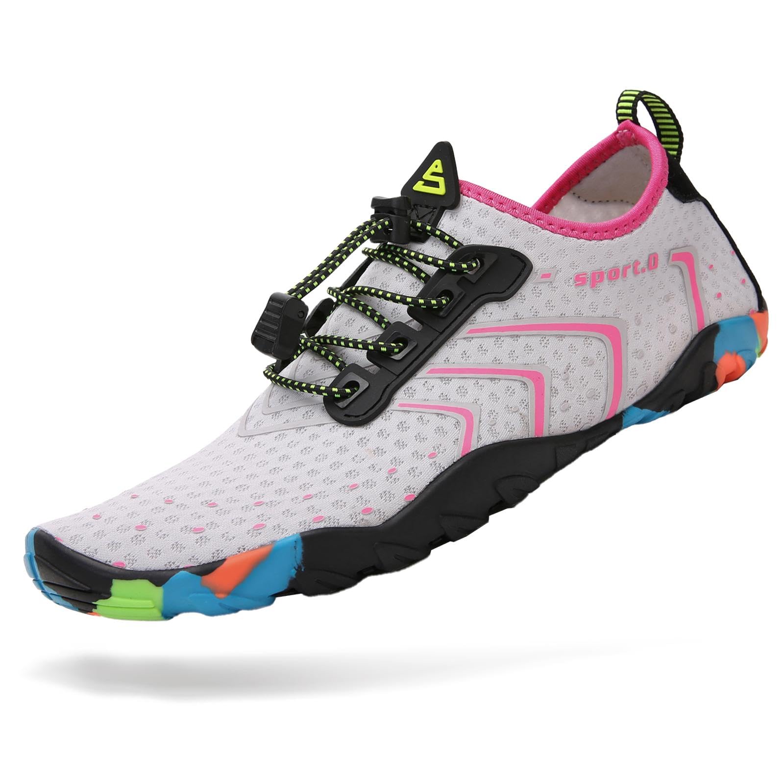 Mishansha Water Shoes for Women Men, Quick-Dry Barefoot Swim Shoes with Drainage Holes, Lightweight Aqua Shoe for Beach Pool River Boating Yoga Walking 8.5 Women/7 Men Ghost White