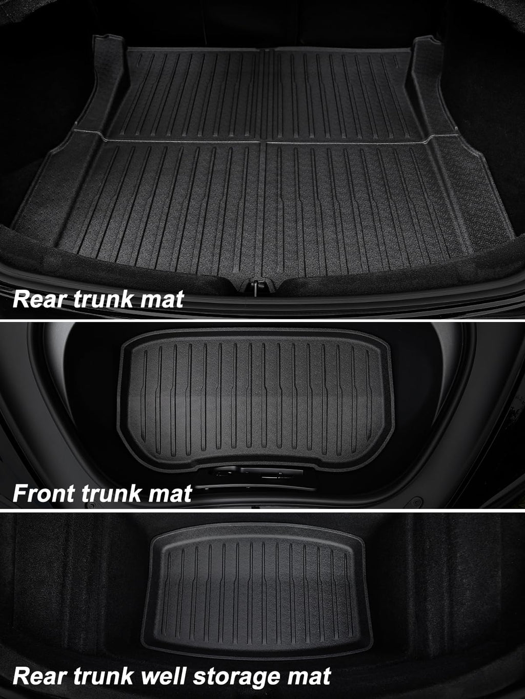 Foronetry Floor Mats for 2025 2024 Tesla Model 3 Highland, All Weather TPE Cargo Liner Floor Mats Frunk Trunk Mats fit Tesla Model 3 Accessories 2024 2025, 6 PCS