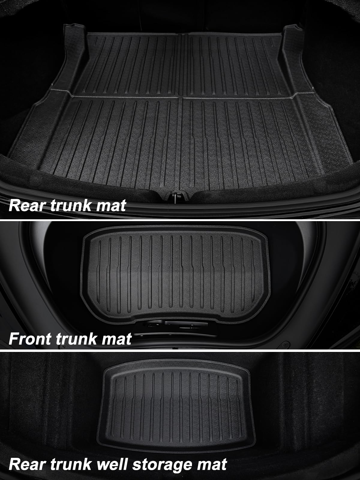Foronetry Floor Mats for 2025 2024 Tesla Model 3 Highland, All Weather TPE Cargo Liner Floor Mats Frunk Trunk Mats fit Tesla Model 3 Accessories 2024 2025, 6 PCS