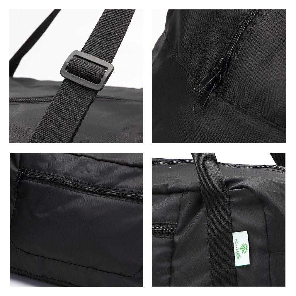 HOLYLUCK Foldable Travel Duffel Bag For Women & Men Luggage Great for Gym (black) One_Size