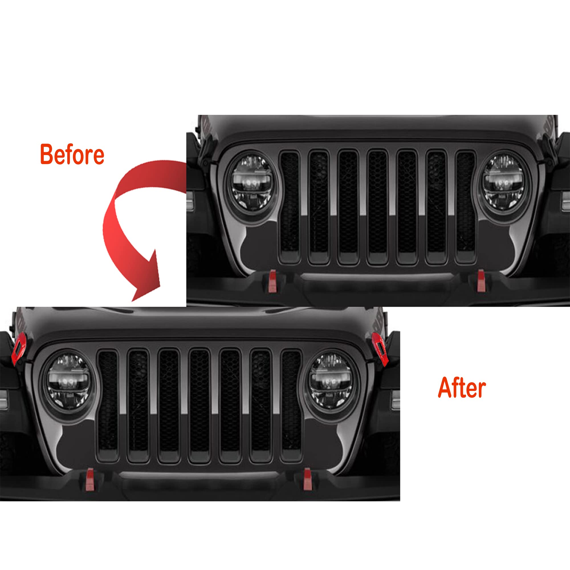 ABS Hood Latches Decor Trim Lock Catch Brackets Cover for Jeep Wrangler JL JLU 2018-2021 (Red-Pair of 2)