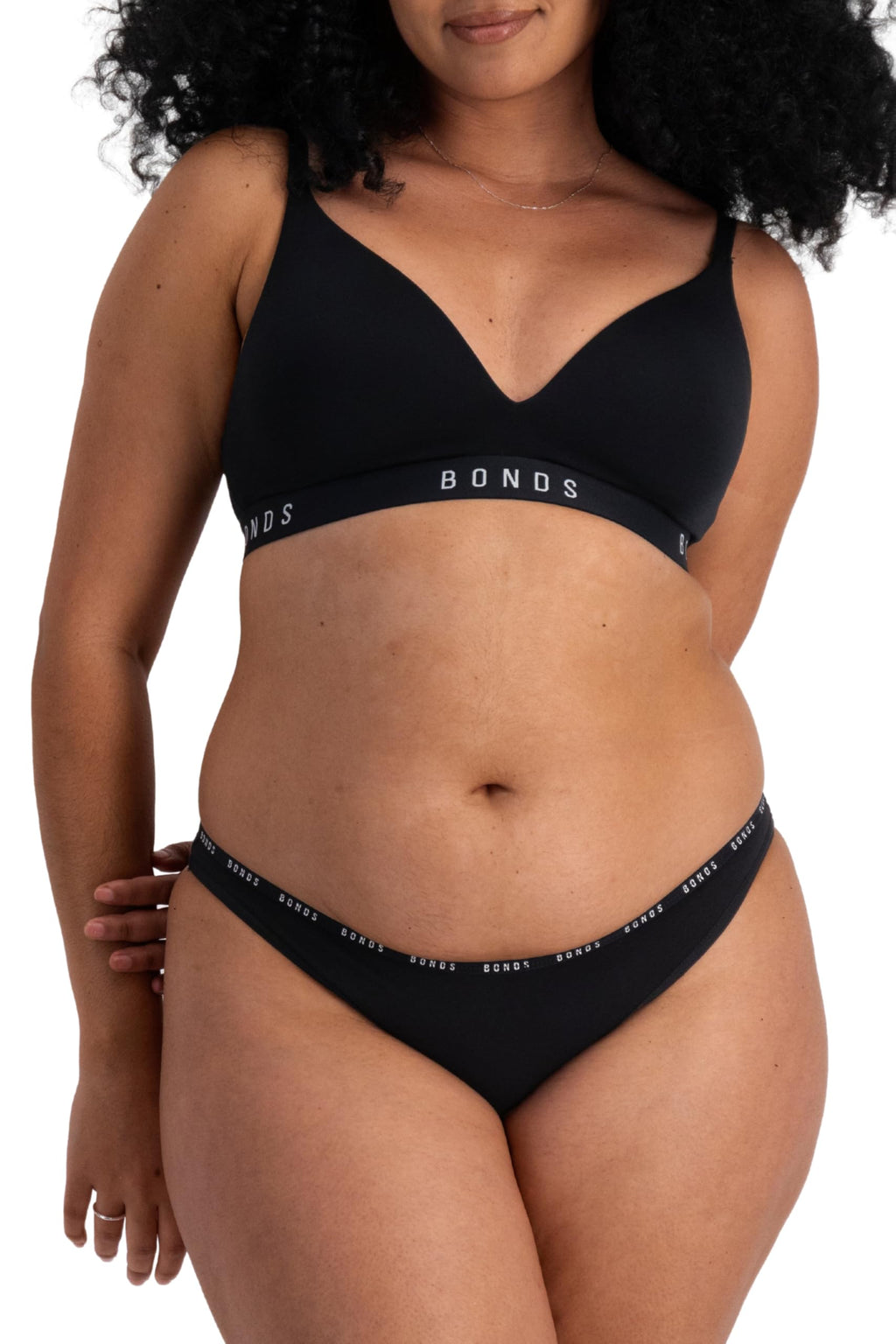 Bonds Women’s High-Cut Bikini Panties 3-Pack – Stretch Cotton-Blend, Soft Everyday Comfort Black/Black/Black
