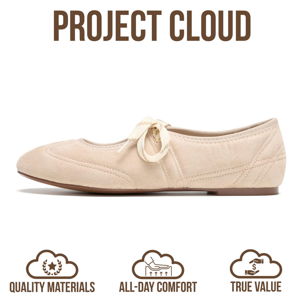 Project Cloud Fashion Mary Jane Shoes Women - Womens Ballet Flats with Memory Foam Insole - Lightweight & Non-Slip Ballet Flats Shoes for Women 2026 (Emilee, SAND,11M)