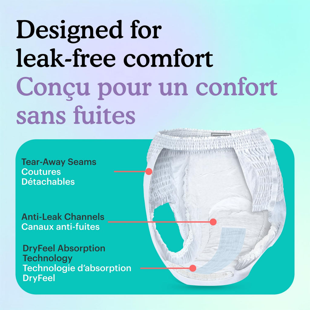 Because Overnight Absorbency Pull Ups - Adult Disposable Incontinence Underwear, Extra Absorbent Nighttime Briefs for Men and Women, White, XLarge, 20 Count