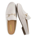 CUSHIONAIRE Yummy Slip On Womens Mules, Business Casual Loafers for Women with Low Heel and Metal Chain Detail, Bone 10W