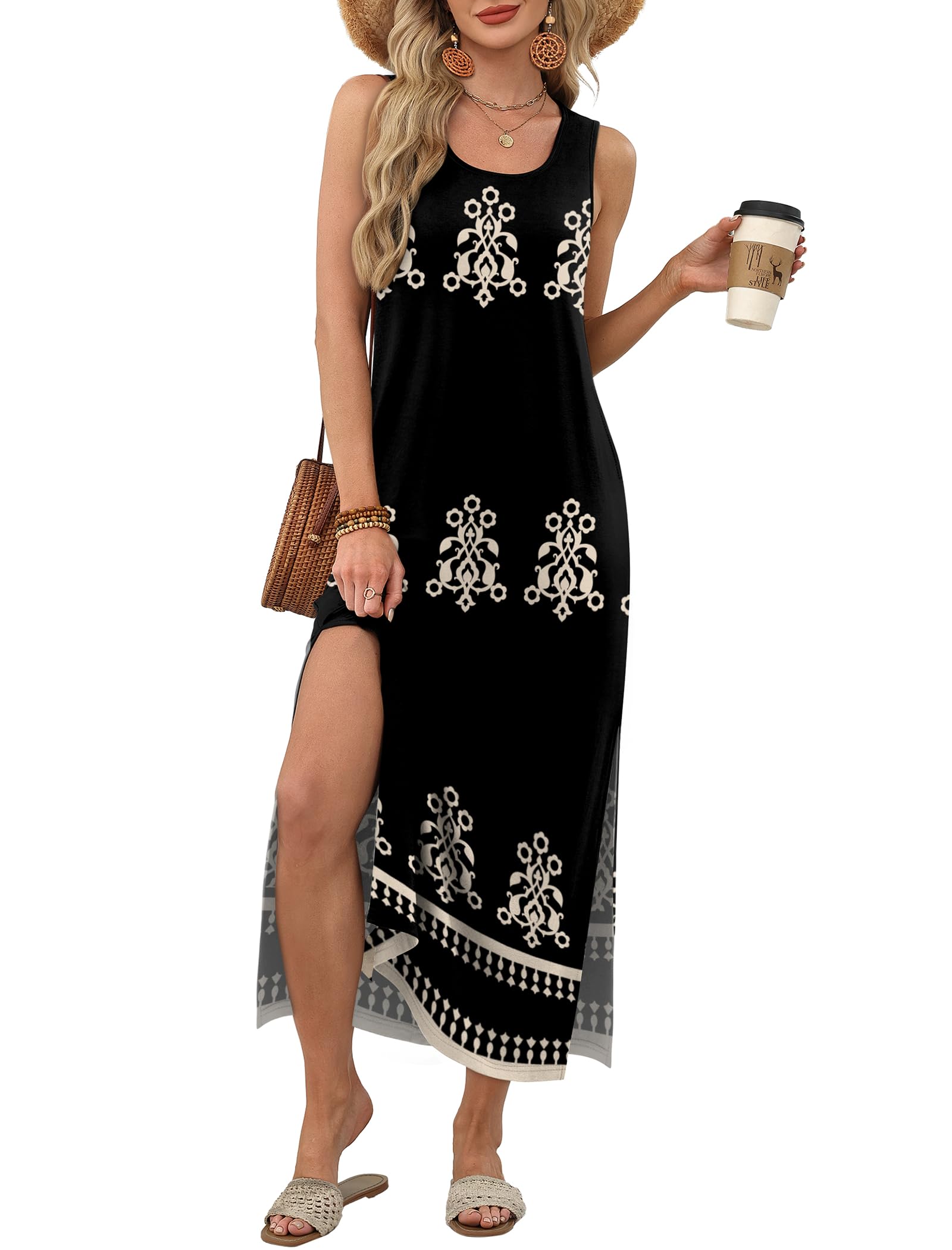 Spring Summer Dresses for Women 2026 Maxi Dress Boho Hawaiian Cruise Essentials 2026 Vacation Spring Outfits Plus Size Dresses for Curvy Women Floral Sundresses Beach Vacation Clothes Black