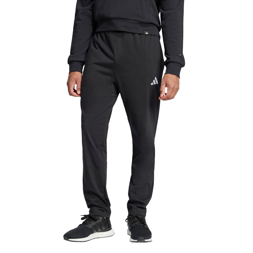 Adidas Mens Essentials Linear Single Jersey Sportswear Pants, Black/White, Large