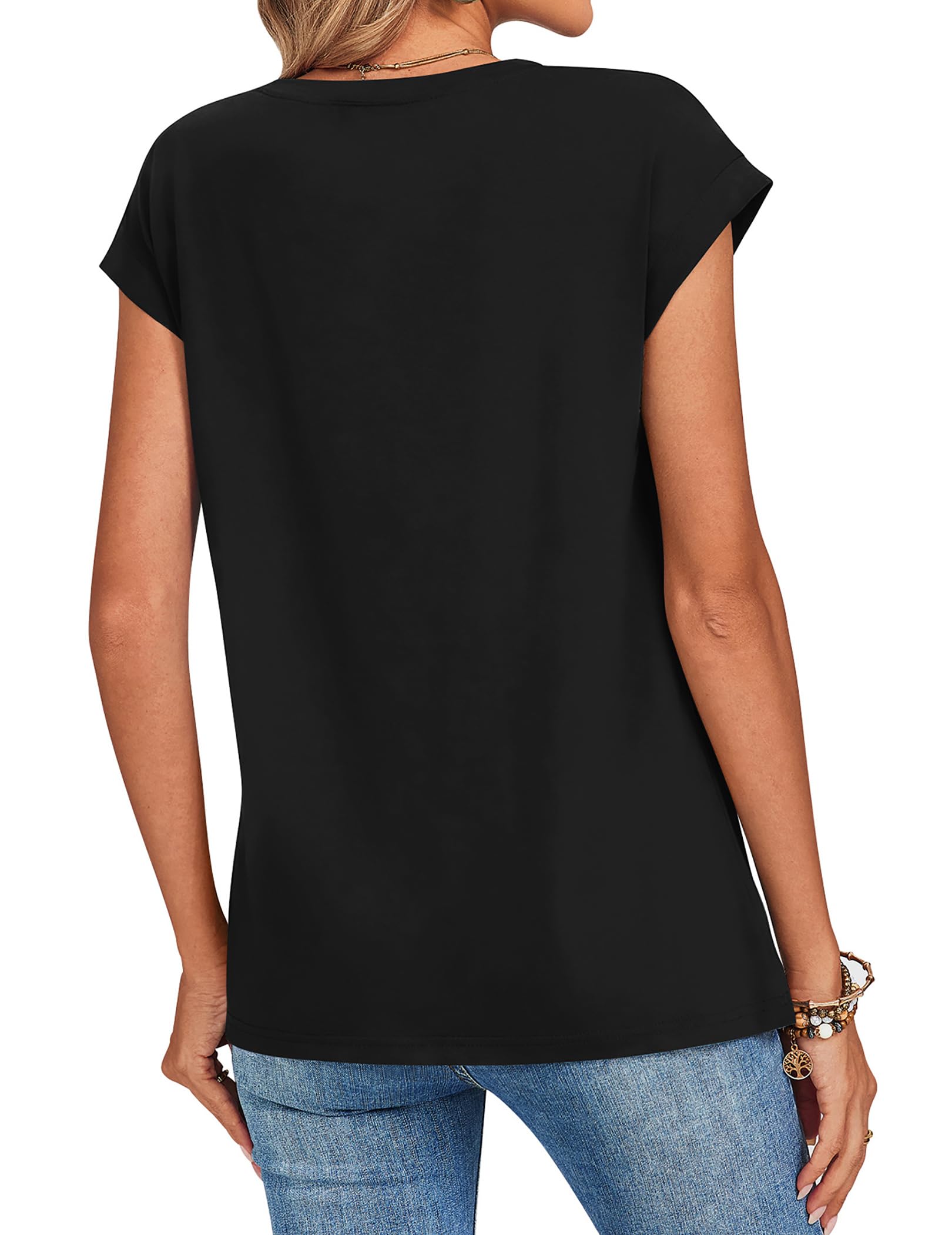 Zeagoo Short Sleeve Shirts for Women Casual Tshirts Shirts Business Dressy Spring Fashion Outfits Trendy Clothes Black
