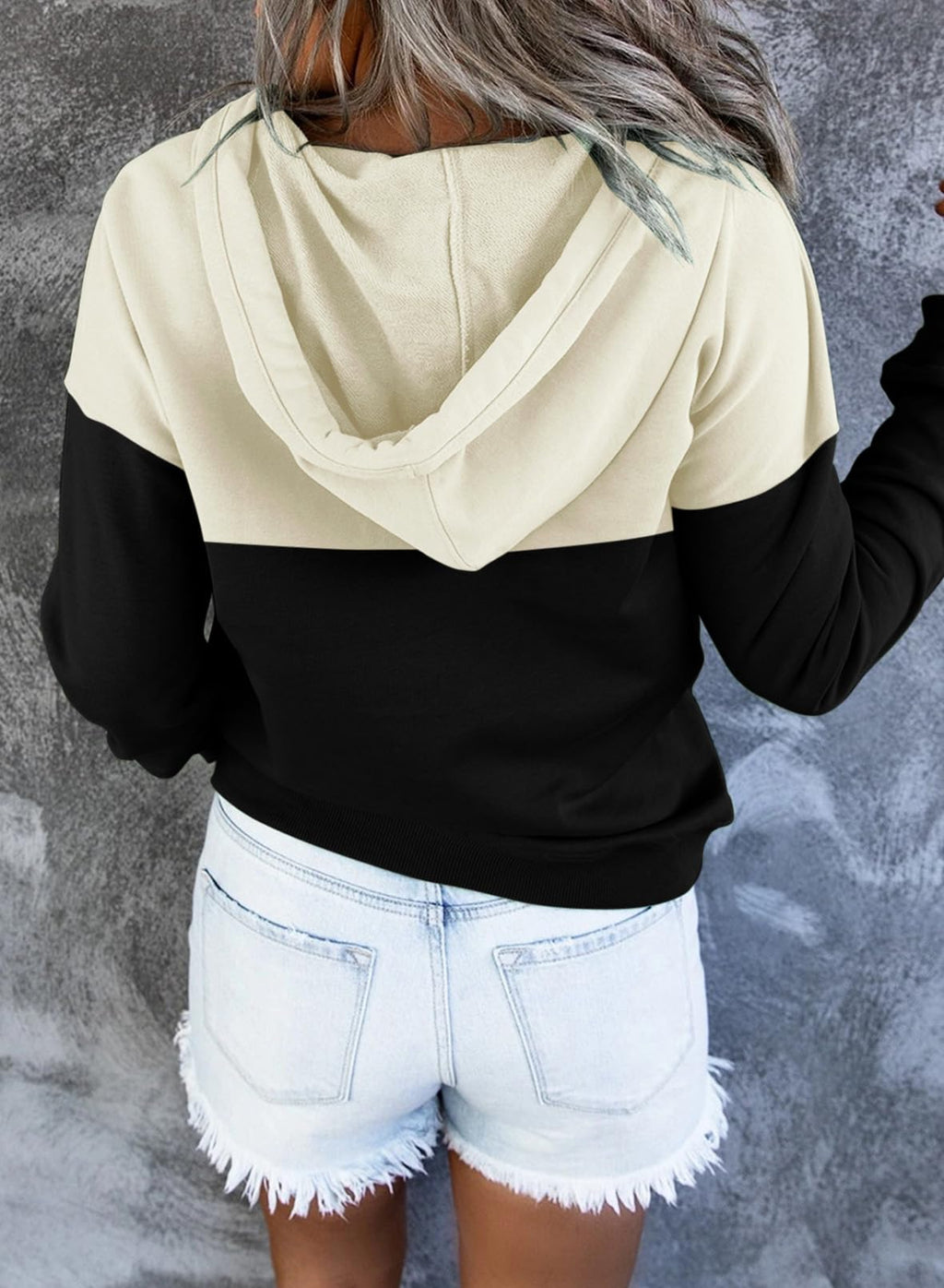 Dokotoo Womens Hoodies Oversized Sweatshirts Pullover Fleece Sweaters Button Collar Comfy Color Block Long Sleeve Hoodie Tops Casual Early Fall Fashion Winter Clothes Outfits Black Khaki Medium