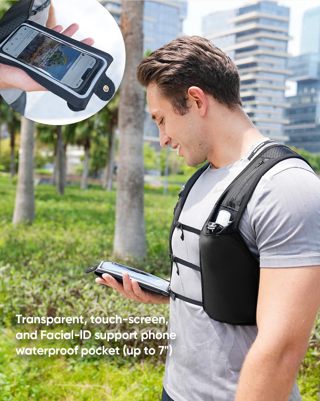 Zelvot Running Vest for Women Men, USA Original Patent, Adjustable Chest Straps Running Hydration Vest with 500ml Soft Flask, Lightweight Breathable Reflective Running Vest for Marathon Hiking - XS/S