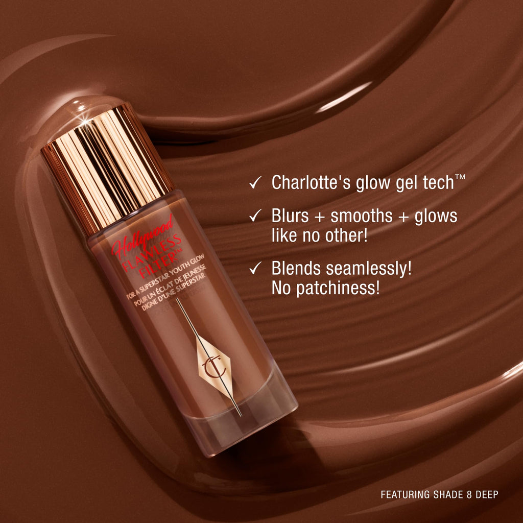Charlotte Tilbury Hollywood Flawless Filter - Multi‑Use Makeup Primer, Complexion Booster & Illuminating Liquid Highlighter with Sheer Coverage - Smooths & Blurs Skin - 1 Fair