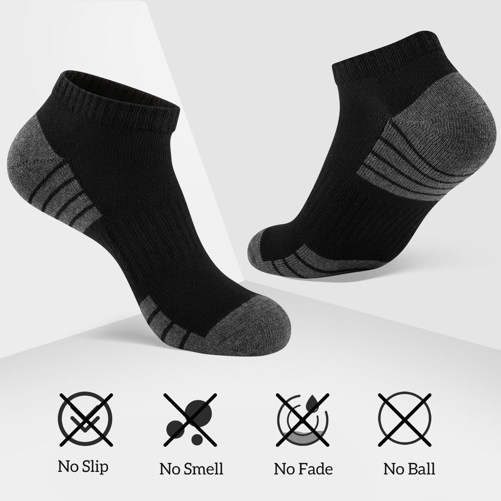 Heatuff Mens Cushioned Ankle Socks, Breathable Moisture Wicking Low Cut Casual Socks (7 Pairs)
