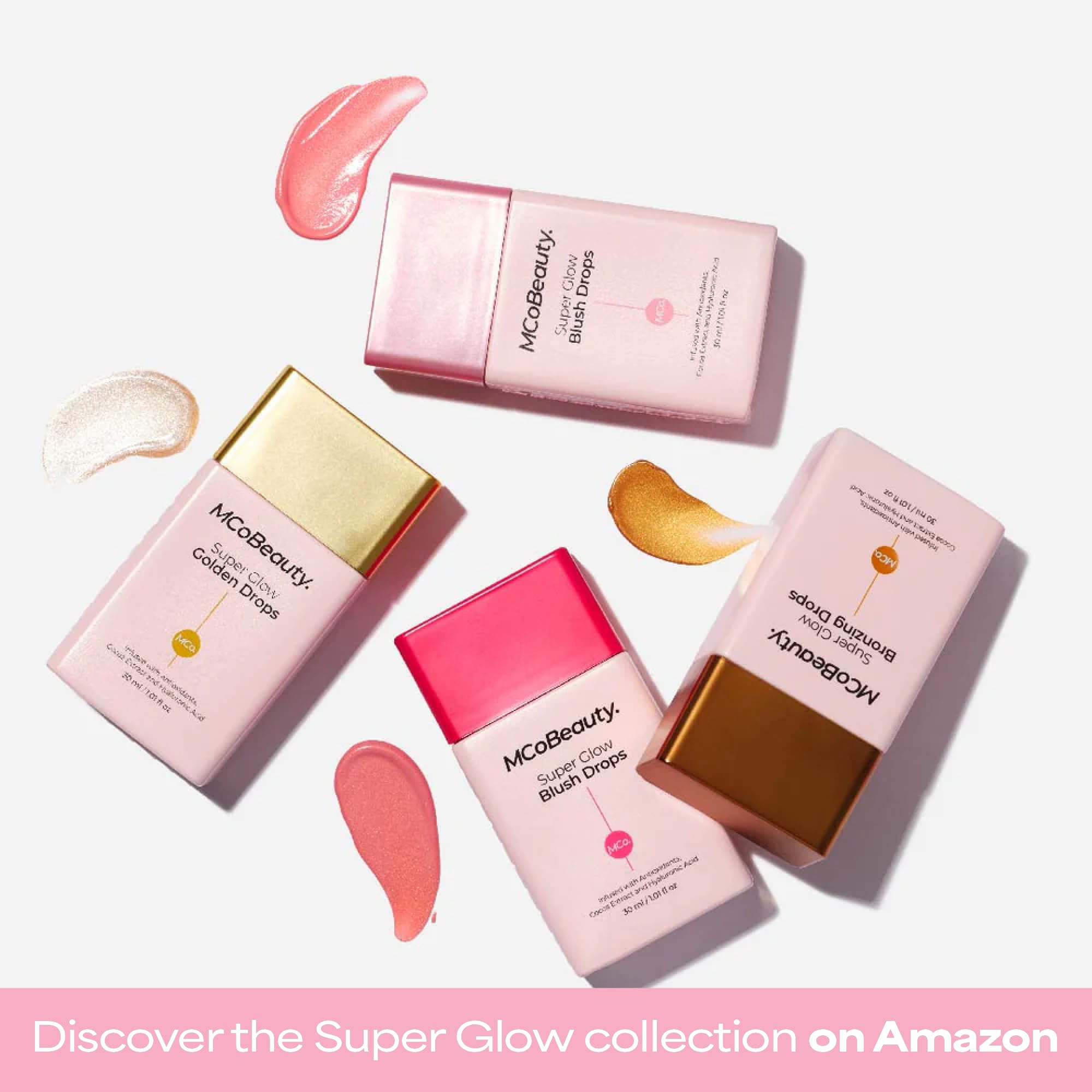 MCoBeauty Super Glow Blush Drops - Blush Pink - Liquid Cheek Color - Buildable Warm Flush with Jojoba Oil Hyaluronic Acid Cocoa Extract White Tea Antioxidants - Vegan & Cruelty Free