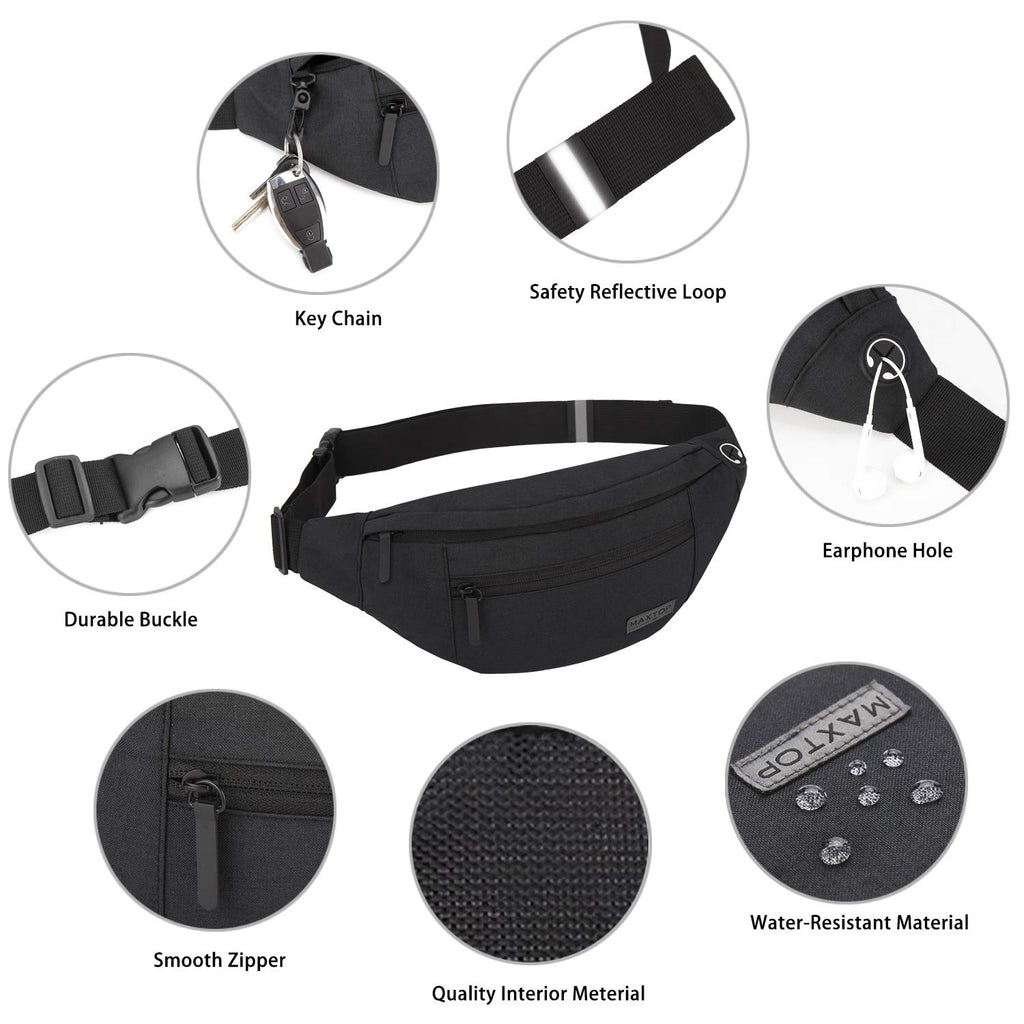 MAXTOP Large Crossbody Fanny Pack with 4-Zipper Pockets,Gifts for Enjoy Sports Festival Workout Traveling Running Casual Hands-Free Wallets Waist Pack Phone Bag Carrying All Phones