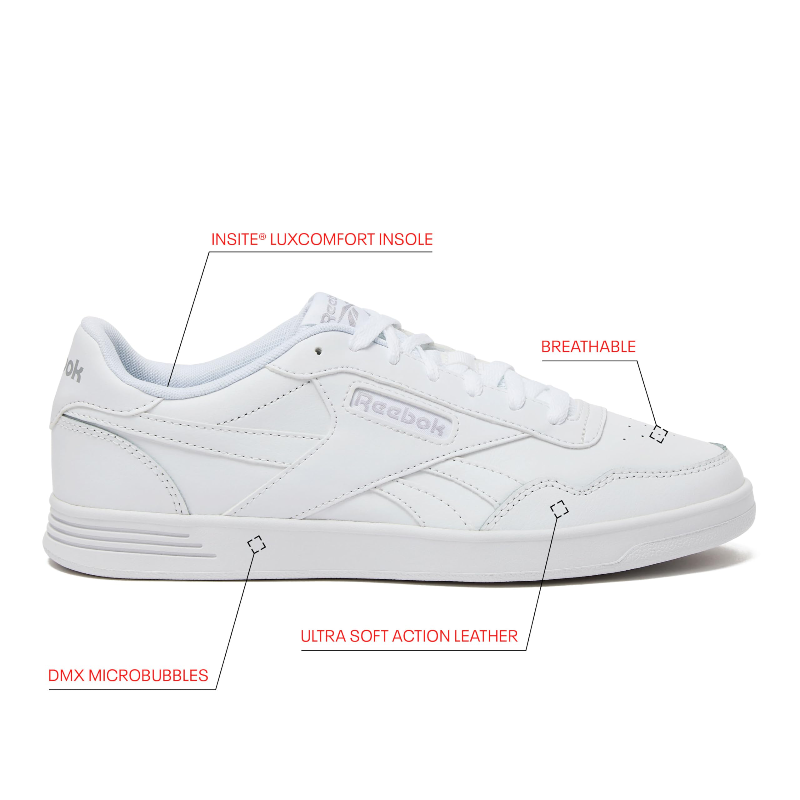 Reebok Court Advance Sneakers for Men - Casual Tennis Mens Shoes Size 6 to 15, White or Black, FFP- Footwear White/Cold Grey 2/Footwear White, 3.5