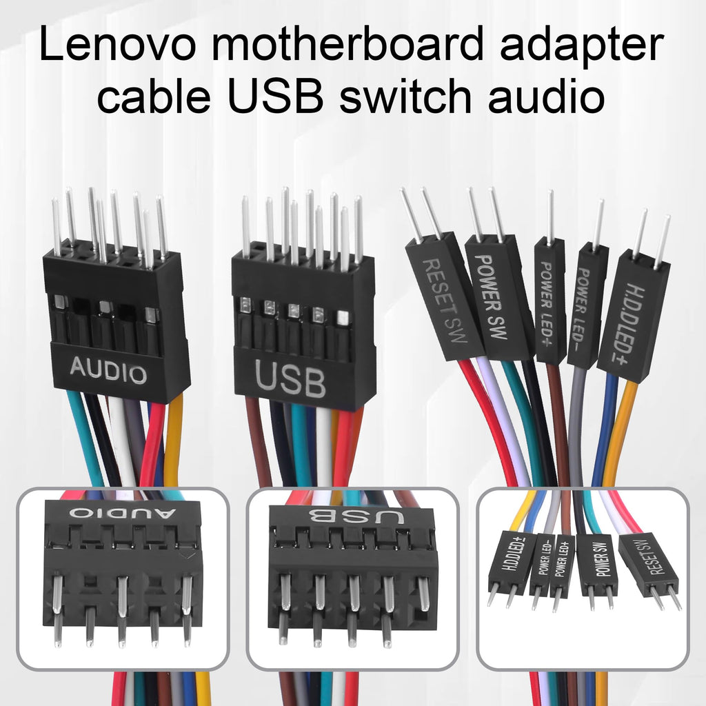 ELFJMZP Motherboard Front Panel Adapter Kit: Power Switch/USB 2.0/Audio Connector for Business Desktop Mainboards (Qitian/Yangtian/ThinkCentre-Compatible) to Standard ATX Case