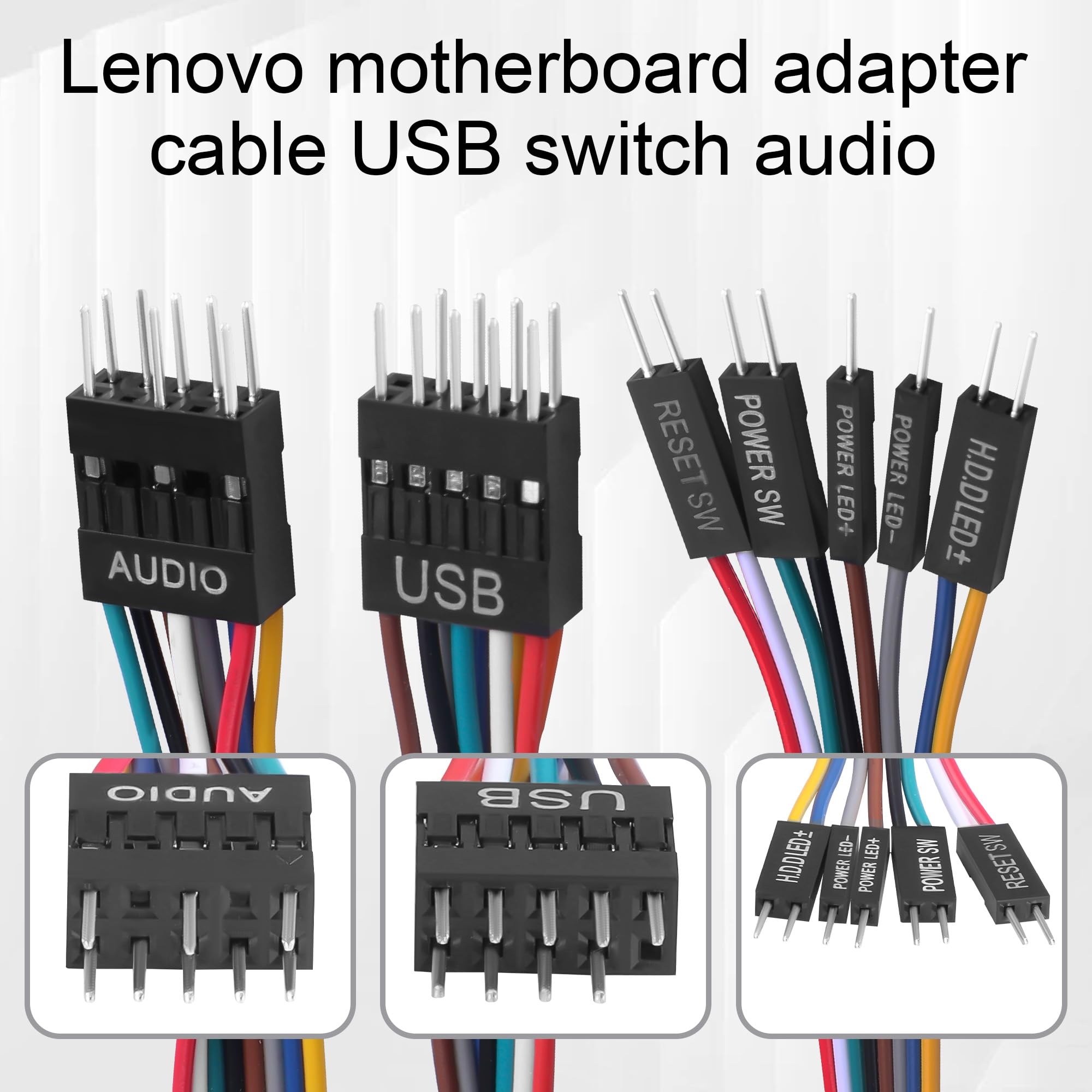 ELFJMZP Motherboard Front Panel Adapter Kit: Power Switch/USB 2.0/Audio Connector for Business Desktop Mainboards (Qitian/Yangtian/ThinkCentre-Compatible) to Standard ATX Case