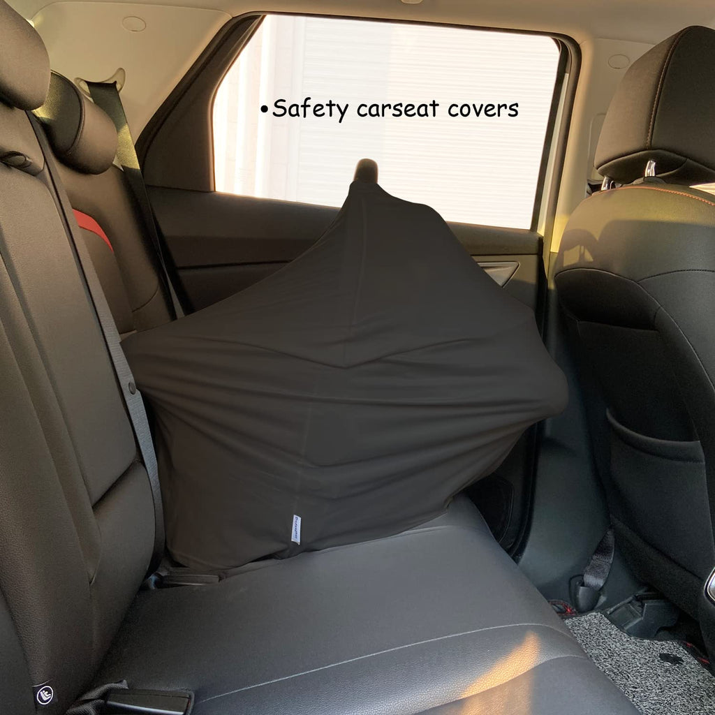 Carseat Covers for Baby Breastfeeding – Multi use Car Seat Canopy Cover, Infant Stroller Canopy Cover for Boy and Girls (Black Print)