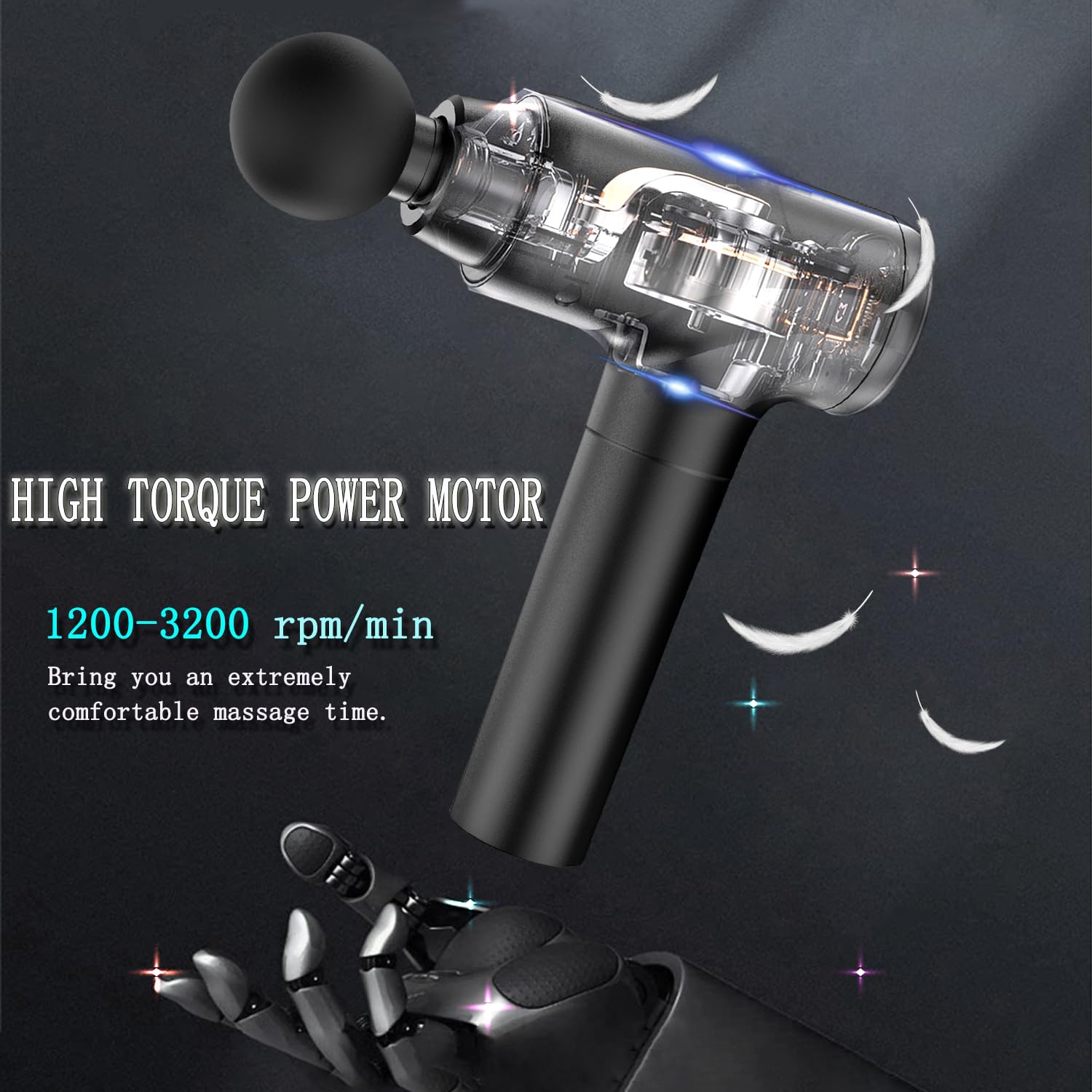 Elefor Massage Gun Deep Tissue,Percussion Back Massager Gun for Athletes Muscle Massage Gun for Pain Relief with 8 Massage Heads & 20 Speeds (Matte Black)