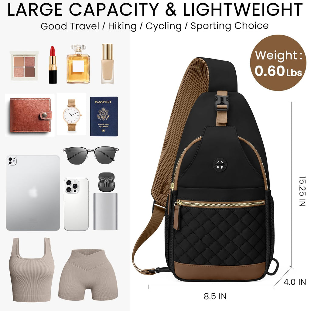 Vankor Small Crossbody Purses Bags for Women Men Travel, Chest Sling Bag Women Casual Cross Body Bag for Woman Sling Backpack Black