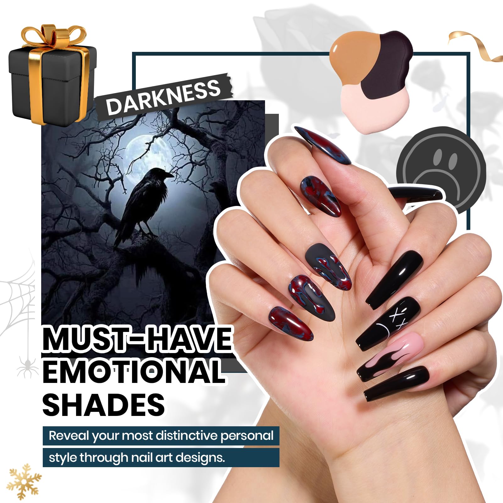 Beetles Gel Nail Polish Set - Emotional Spectrum 69PCS 60 Colors Gel Polish Kit Base Coat Glossy & Matte Top Coat UV Led Soak off Collection Brown Red Black Nude White Valentines Gifts for Women