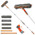 Eazer Squeegee Window Cleaner Tool, 2 in 1 Rotatable Window Cleaning Squeegee Kit with Extension Pole, 62'' Window Washing Kit, Bendable Head for Car Glass - 2 Scraper