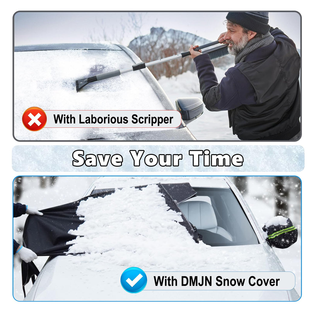 DooGooCoo [Upgraded] 7-Layer Car Windshield Snow Cover, [Efficient Winter Protection] Against Snow, Ice, Frost and Water, [Military-Grade Durable] Universal Fit for Cars, SUVs, and Trucks-Medium