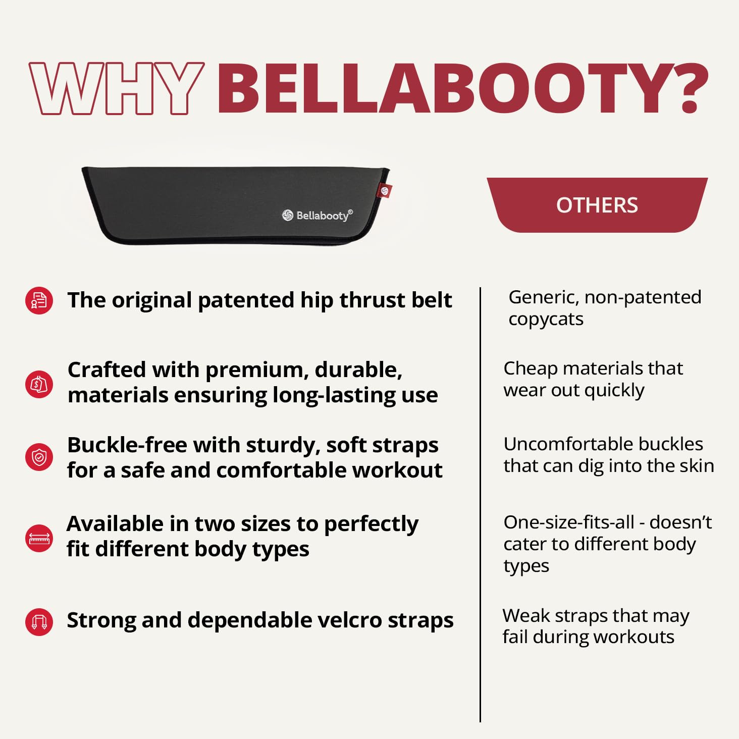 Bellabooty Premium Hip Thrust Belt - Adjustable Exercise Belt for Glutes & Squats, Hip Thrust Pad for Comfort, Versatile Gym Equipment for Home - Weightlifting Belt Support for Women - Gray