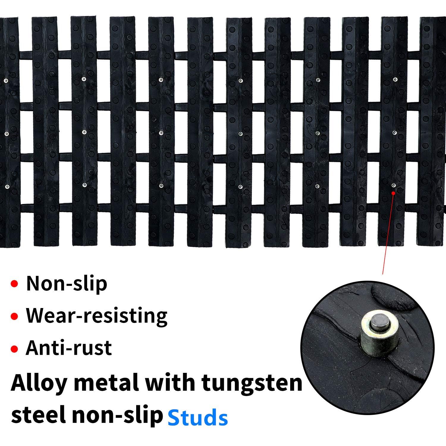 EVTIME Emergency Devices 2 pcs Tire Traction Mats 39.3" (L) x 10.8" (W), Portable for Snow, Ice, Mud, and Sand Used to Car, Truck, Van or Fleet Vehicle Off Road Winter Accessories (2PCS* 39in)