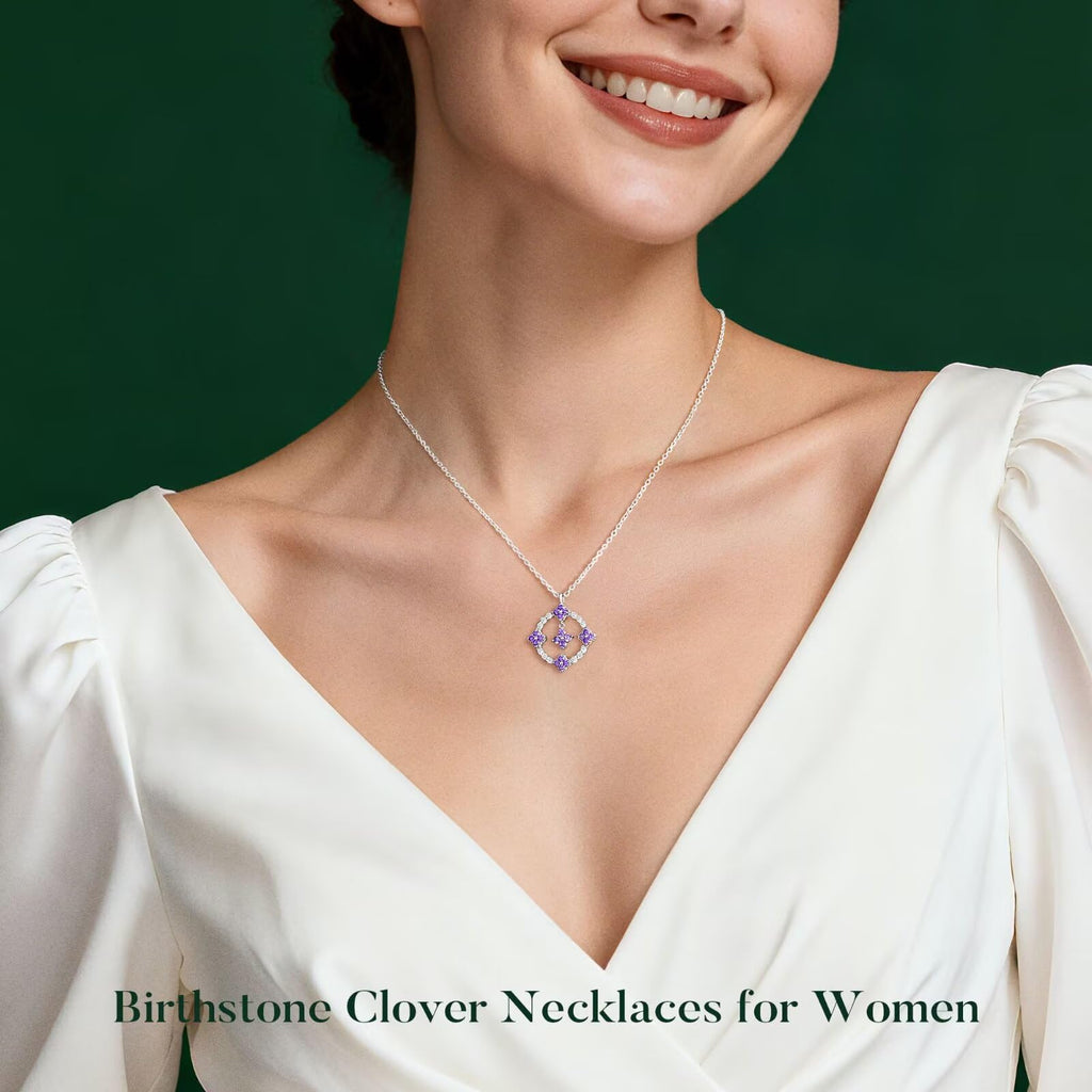 Iefil Mothers Day Birthday Gifts for Mom - Anniversary Mother's Day Jewelry Gifts | Four Leaf Clover Necklace Birthstone Necklace for Women, May Emerald Green Birthstone Clover Necklaces