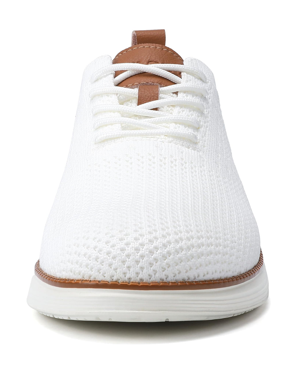 VILOCY Men's Dress Sneakers Oxfords Casual Business Shoes Lace Up Lightweight Walking Knit Mesh Fashion Sneakers White,EU43