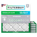 Filterbuy 12x12x1 Air Filter MERV 8 Essential Dust & Allergy Defense (6-Pack), Electrostatic Pleated HVAC AC Furnace Filters Replacement, Made in USA (Actual Size: 11.75 x 11.75 x 0.75)