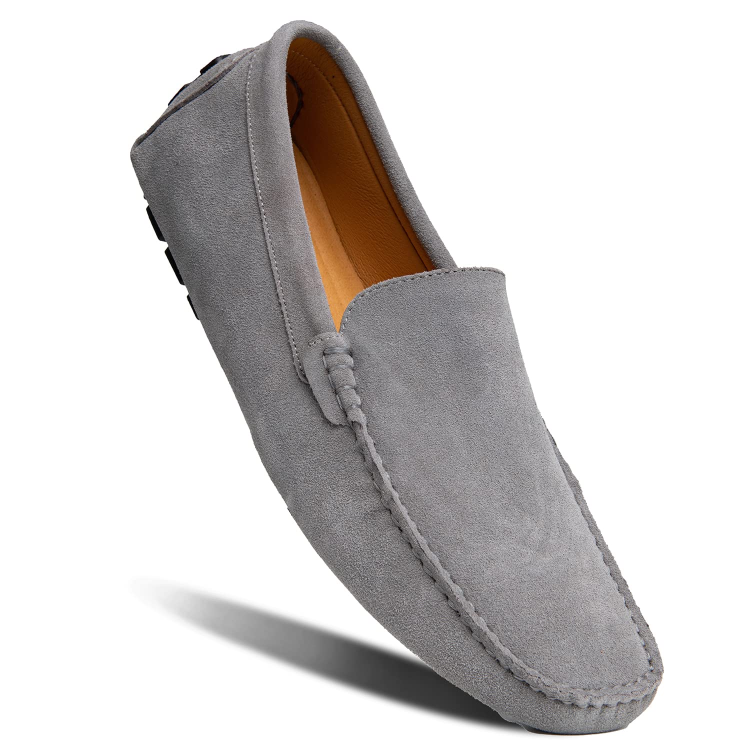 Go Tour Mens Handmade Suede Leather Casual Loafers Shoes Grey 11/46