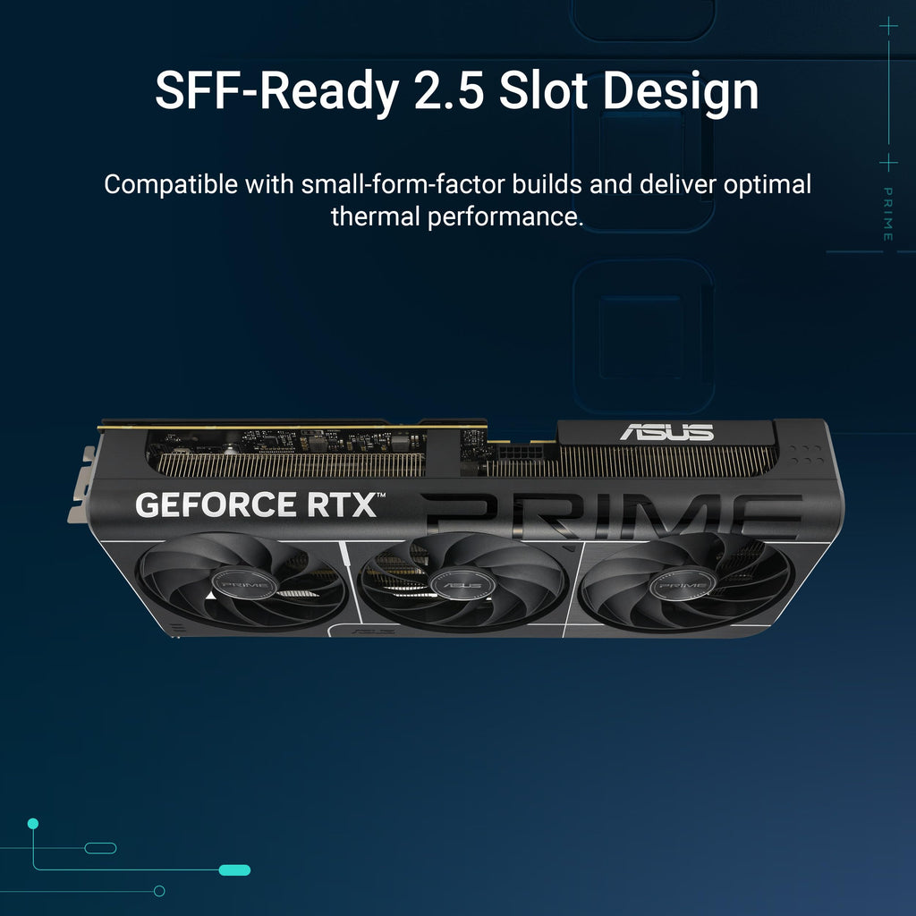 ASUS The SFF-Ready Prime GeForce RTX™ 5070 Graphics Card, NVIDIA (PCIe® 5.0, 12GB GDDR7, HDMI®/DP 2.1, 2.5-Slot, Axial-tech Fans, Dual BIOS)